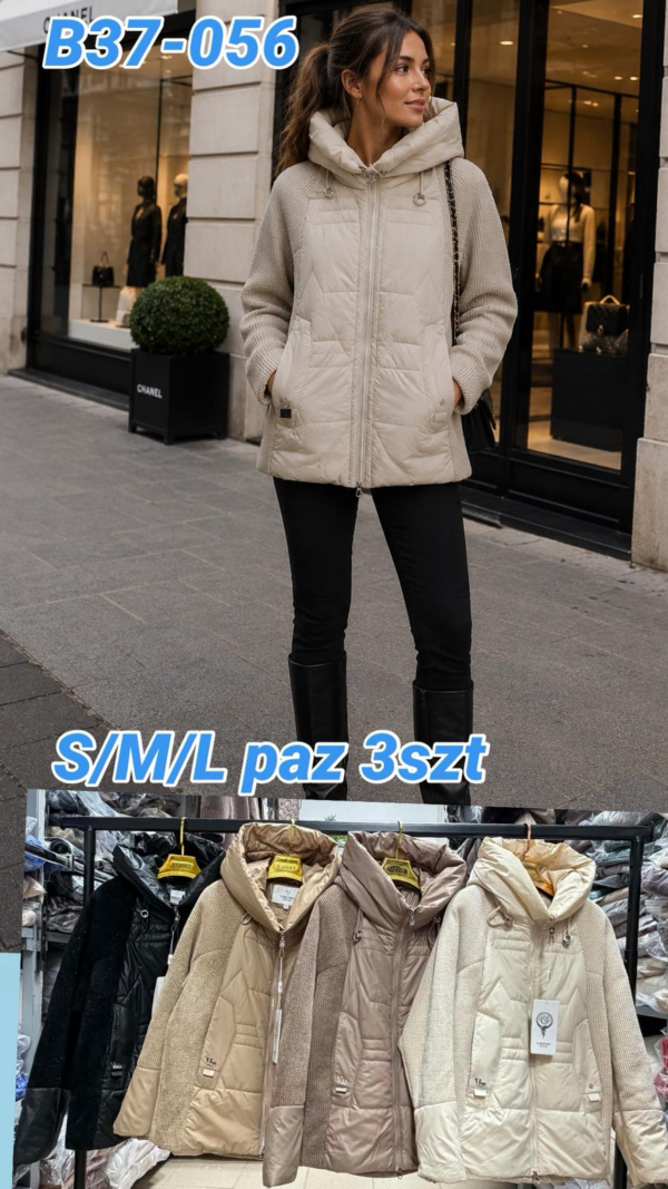 Kurtki damskie zimowe Roz S-M-L, 1 Kolor Paczka 3 szt